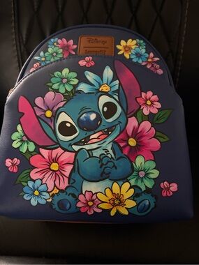 Loungefly Blue Stitch Floral Mini Backpack